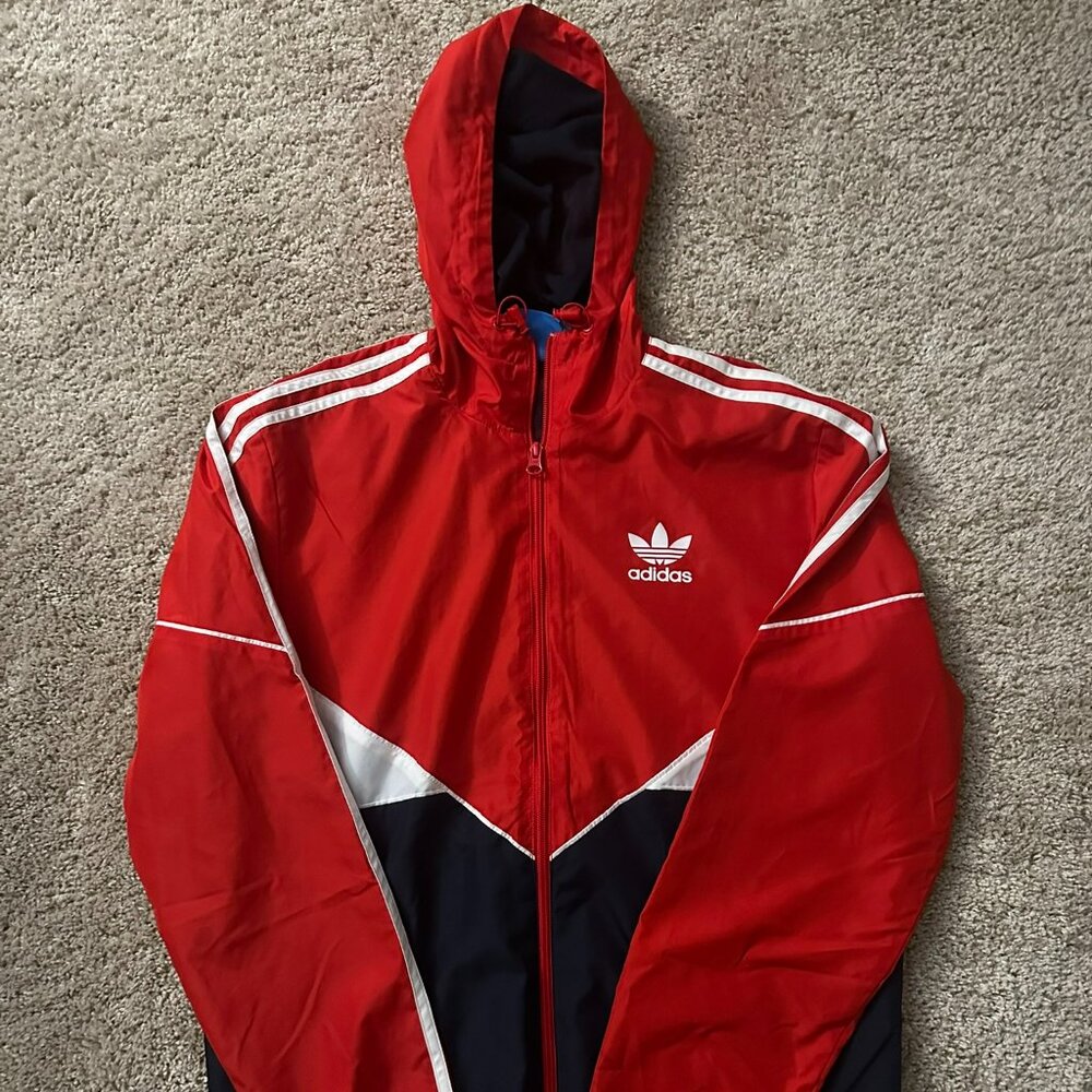 Red & Blue Adidas Track Jacket (Size M)